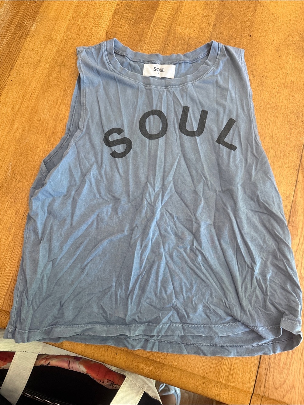 soulcycle Blue Graphic Muscle Tee with 'SOUL' Logo